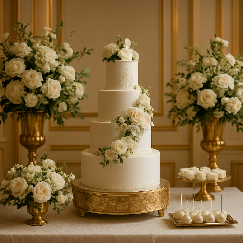 Mesa do bolo de casamento